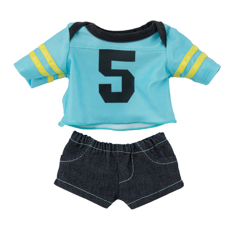 No. 5 Jersey and Denim Shorts